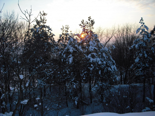 zimowy zachód słońca #zima