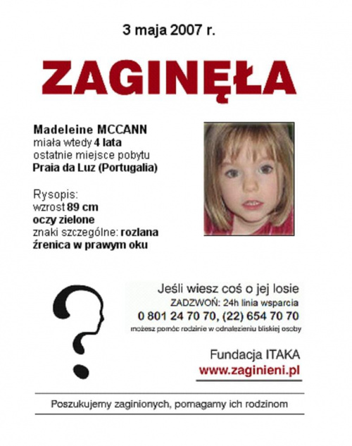 #apel #ITAKA #PLAKAT #pomóż #MadeleineMcCann #AkcjaPlakat #PraiaDaLuz #Portugalia