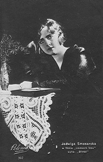 Jadwiga Smosarska. Kadr z filmu " Uśmiech losu "_1927 r.