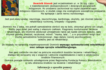 Dominik Stanek - Wodogłowie pozapalne Padaczka - inaczej Epilepsja Zanik nerwu wzrokowego Mózgowe porażenie dziecięce MPD Opóźnienie rozwoju psychomotorycznego --- http://pomagamy.dbv.pl/ #DominikStanek #WodogłowiePozapalne #Padaczka #MPD #SOS