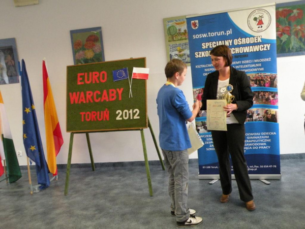 Turniej integracyjny dla uczniów z pionu szkół podstawowych, gimnazjalnych i specjalnych - Euro Warcaby Toruń 2012 - SOSW Toruń, dn. 16.05.2012r.