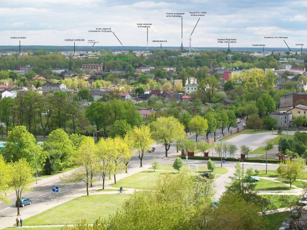 Tomaszów Mazowiecki widziany z okna wieżowca - panorama miasta z opisem #TomaszówMazowiecki #panorama