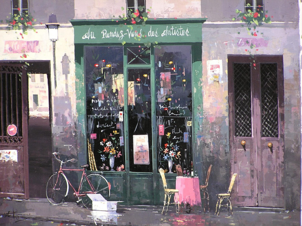 Obraz wystawiony na sprzedaż na Montmartrze. Bardzo pasował do atmosfery ulicy. #Paryż #Francja #Montmartre