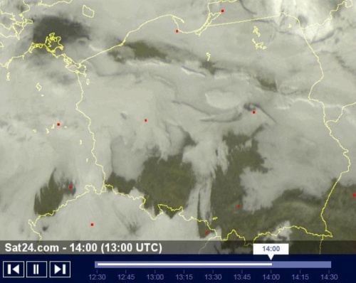 Chmury stratus nad Polską w dniu 16 listopada 2012